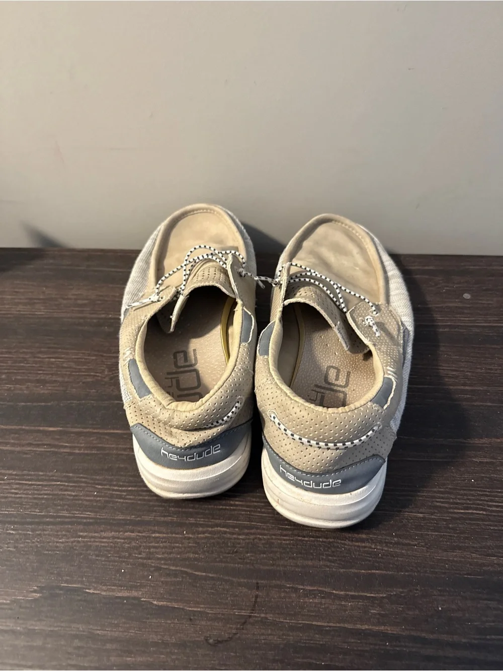 Hey Dude Welsh Men's Boat Shoes in Beige and Light Gray - 11